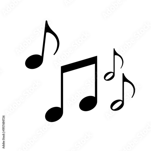 Simple musical notes arranged in a rhythmic pattern isolated on transparent background