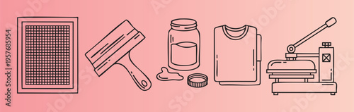 Screen printing tools and materials for custom tshirt design process