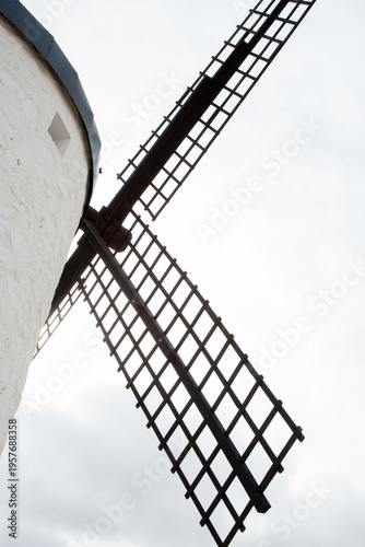 Windmill blades seen from below. Windmill at Consuegra, Toledo