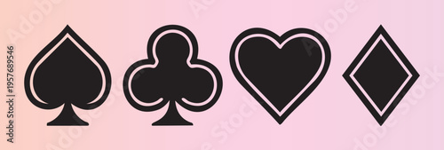 Four playing card suits spade club heart diamond isolated illustration