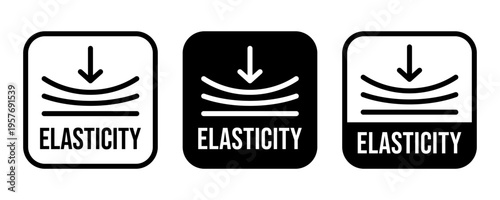 Set elasticity line icon, logo, badge, symbol, sign, sticker, label, symbol, black, flat vector, isolated illustration. Compress, pressure, compact, high stretch and elastic material, ultra thin icon.