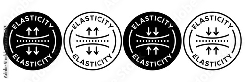 Set elasticity line icon, logo, badge, symbol, sign, sticker, label, symbol, black, flat vector, isolated illustration. Compress, pressure, compact, high stretch and elastic material, ultra thin icon.