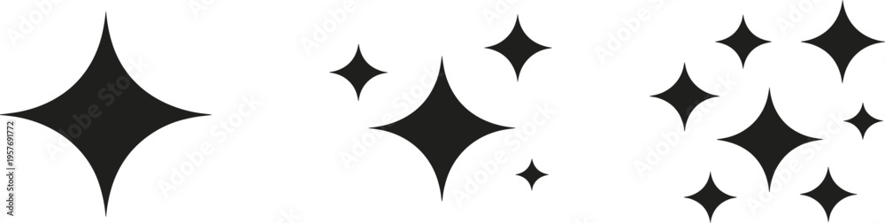 Fototapeta premium Black starburst or sparkle shapes on white background