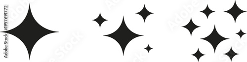 Black starburst or sparkle shapes on white background