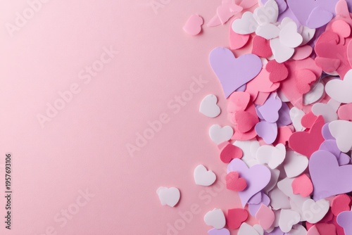 Pastel Hearts on Pink Background - A Romantic Valentines Day Theme.