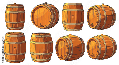 Collection of Wooden Barrels