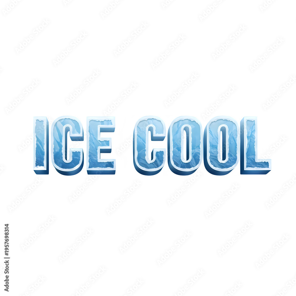 Fototapeta premium Ice cool text isolated on transparent background