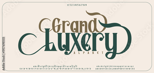 Grand Luxery Elegant alphabet letters font and number. Classic Lettering Minimal Fashion Designs. Typography modern serif fonts and numbers. vector illustration