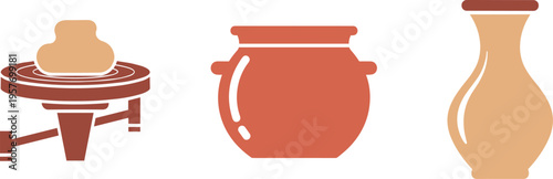 A set of pottery items on a clean background for commercial use