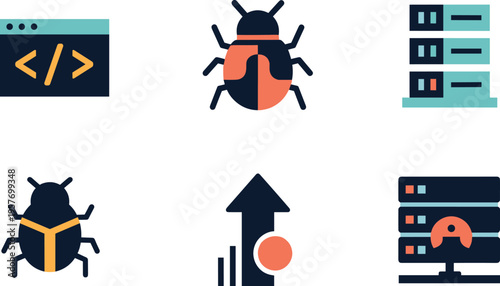 A collection of modern coding and development icons for business use