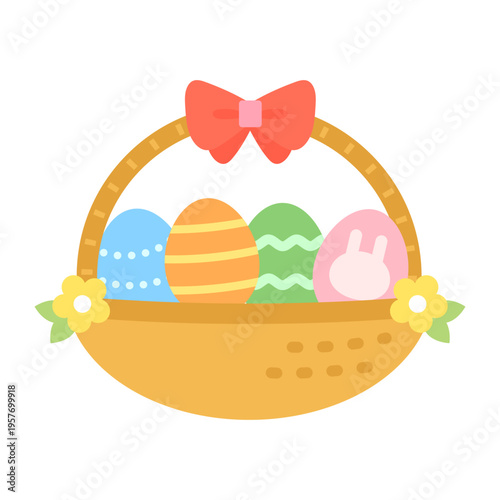 バスケットに入ったイースターエッグのイラスト