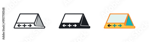 Decision-making symbolism conveyed through a triangular nameplate stand with blank face and low profile resting flat, identical