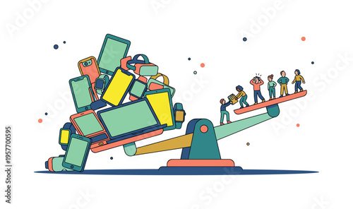 Technology overload versus human connection and knowledge on a balancing scale