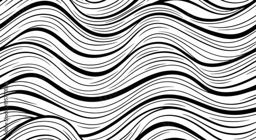 A minimalist black and white wavy line vector graphic design with a flat, modern aesthetic