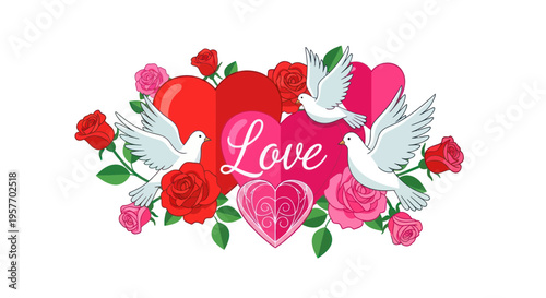 Romantic Love Symbolism: Doves, Roses, and Hearts