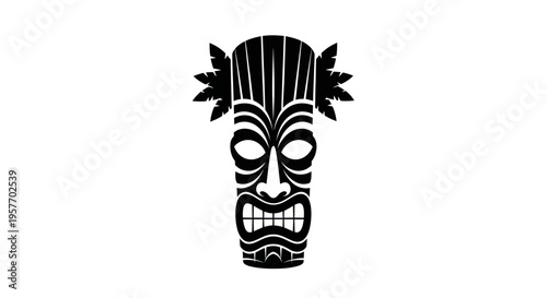 Tribal Tiki Mask Icon - Polynesian Culture Symbol