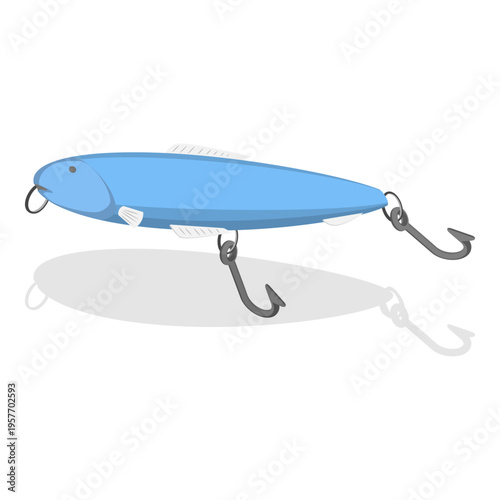 3D Isometric Flat Vector Illustration of Fishing Bait Collection, Fisherman Tackle and Artificial Fishes. Item 7