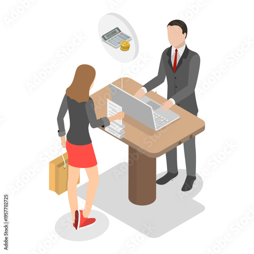3D Isometric Flat Vector Illustration of Fine or Offence Payment, Penalty. Item 2