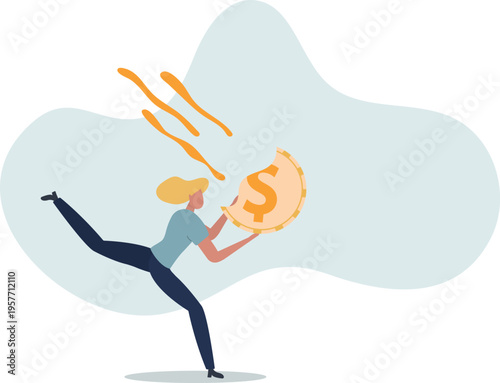 Depreciation, value reduce or drop, losing money from investment or economic recession, inflation or asset decline concept.person's life situation and his activities.