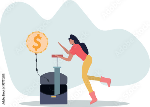 Inflation in causing by energy shortage, interest rate policy to reduce inflation,money devaluation concept.person's life situation and his activities.