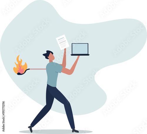 Burnout from overworked or pressure to finish within deadline, frustration or exhausted worker, despair employee or trouble concept.person's life situation and his activities.