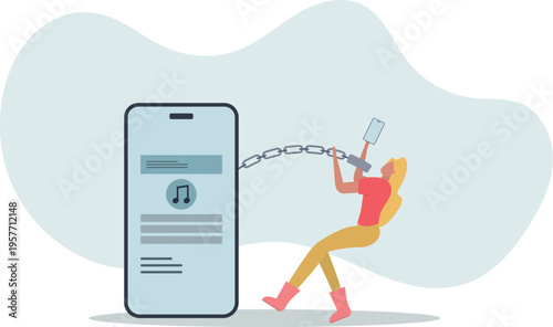 Nomophobia or no mobile phone phobia, smartphone and social media addicted or fear of missing out concept.person's life situation and his activities.