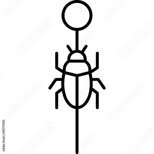 Minimalistic entomology insect mounting pin outline icon