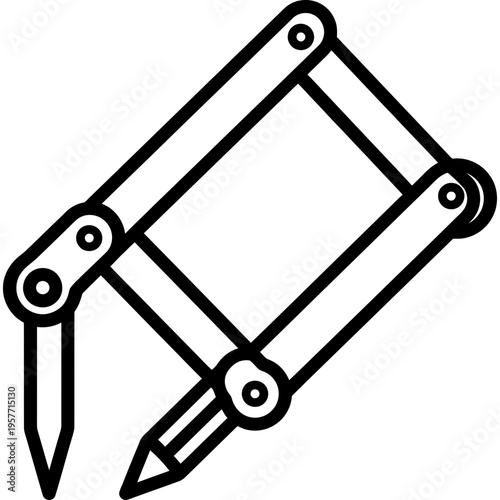 Minimalistic pantograph drawing instrument outline icon