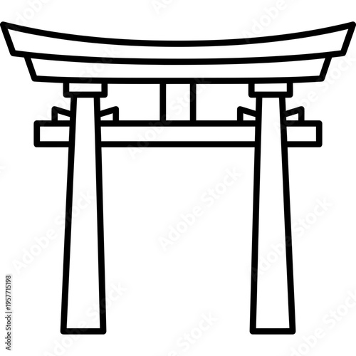 Minimalistic Japanese torii gate shrine outline icon