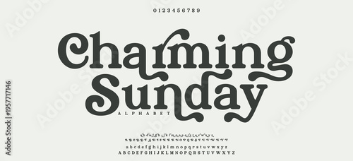 Charming Sunday Elegant alphabet letters font. Typography luxury classic lettering serif fonts decorative wedding vintage retro logos. Vector EPS
