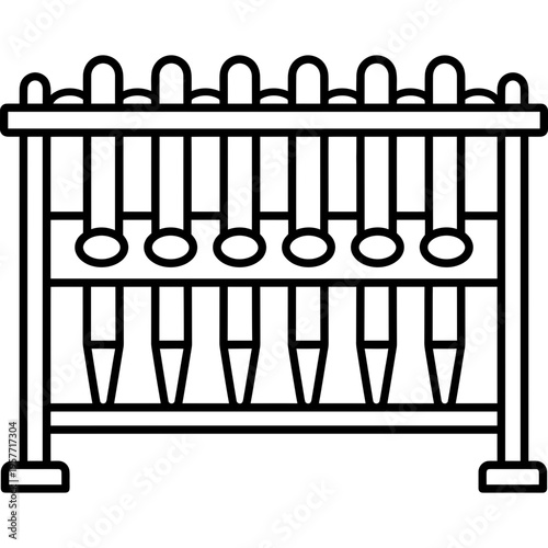 Minimalistic wooden pipe organ pipe rack outline icon