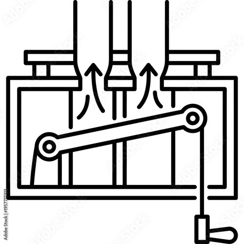 Minimalistic pipe organ pallet valve outline icon