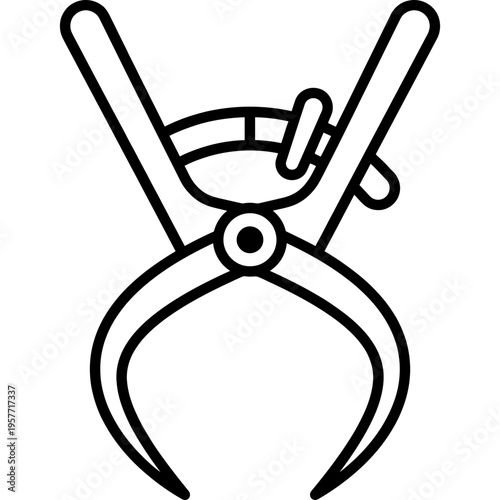 Minimalistic pottery measuring calipers outline icon