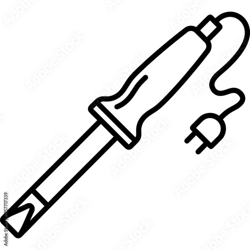 Minimalistic soldering iron for stained glass outline icon