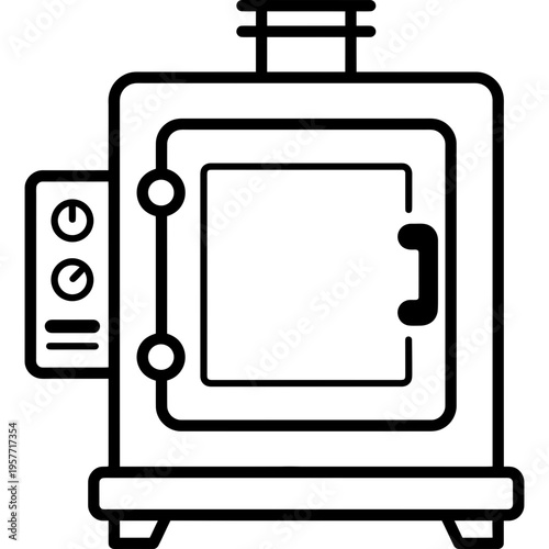 Minimalistic front-loading pottery kiln outline icon