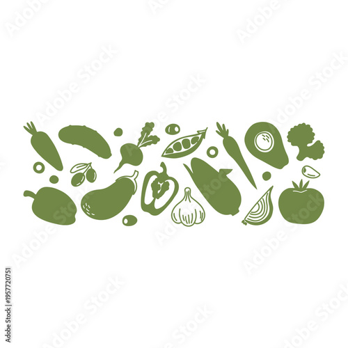 Set of 20 green vegetable icons vector