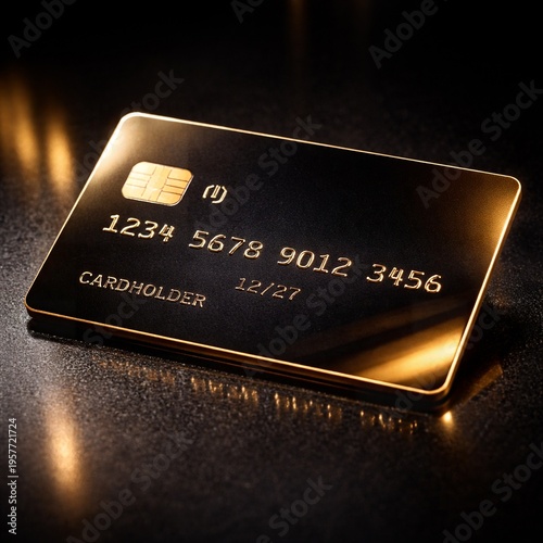Luxury Gold Credit Card on Dark Surface Premium Finance Concept