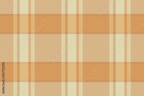 Workshop background check fabric, many textile tartan vector. Usa plaid seamless texture pattern in orange and light colors.