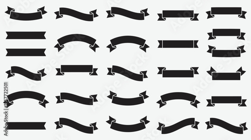 Collection of various black banners and ribbons