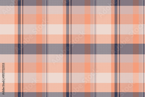 Man check textile seamless, menu plaid fabric texture. Proud background tartan pattern vector in light and orange colors.