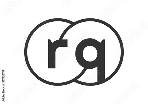 RQ business company emblem with outline rounds and letters r q. Logo template of two merged circles for brand identity, logotype. Vector Infinity symbol