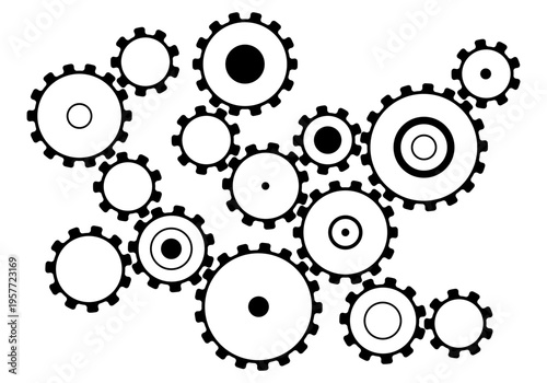 Gear background. Cogwheels working process. One mechanism depend on the movement of each other. The concept of movement or work settings