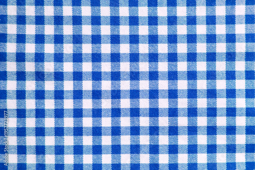 Blue checked table cloth italian restaurant texture background bg