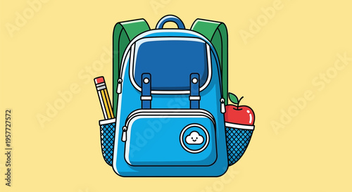 Blue Backpack School Supplies.