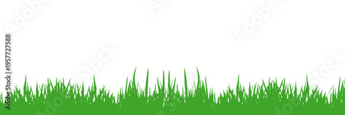 Green grass borders set. Lawn care concept. Isolated vector Illustration.