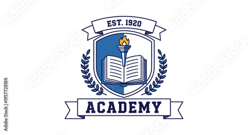 Academy crest with book logo.