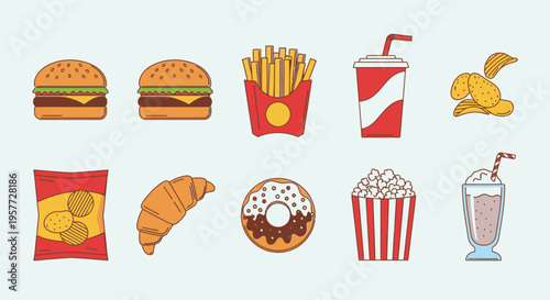 Assorted junk food and snacks.