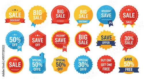 Discount labels for sale and offers.