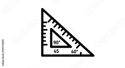 Triangle ruler with degree measurements.