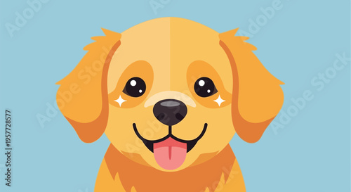 Smiling Golden Retriever Dog Face.